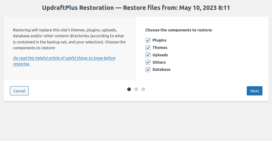 restore backup