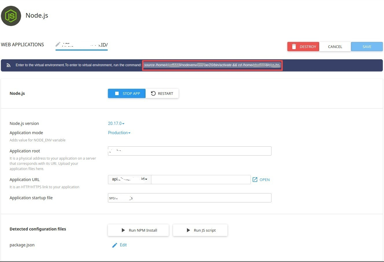 Cara Akses Virtual Environment Node.js di cPanel via Terminal