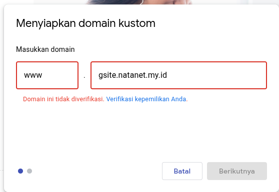 klik verifikasi kepemilikan
