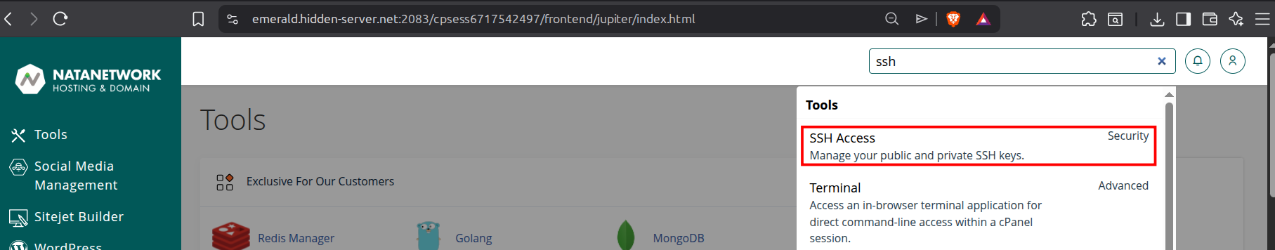 SSH Access Key di cPanel