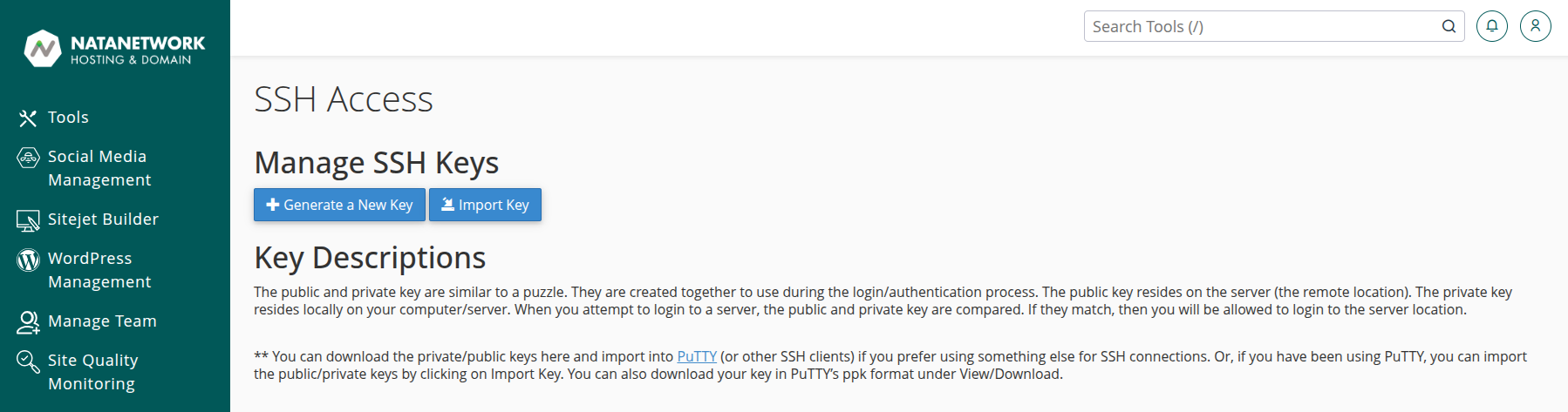 Import SSH Access Key di cPanel