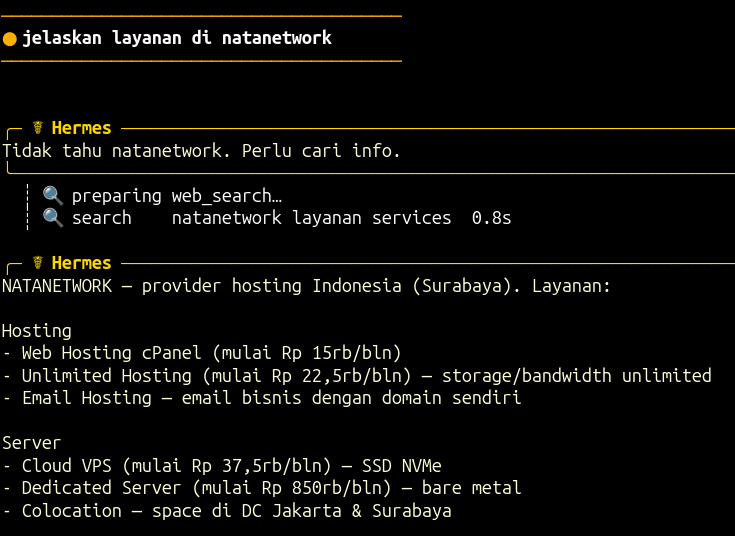 Menjalankan Hermes Agent melalui terminal Linux